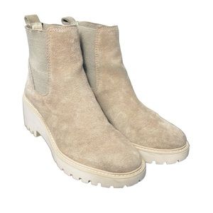 Dolce Vita Haddie Suede Leather Light Tan Platform Boots Size 7.5M